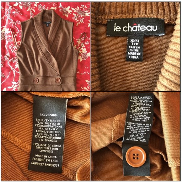 Rich Brown Shawl-Collar Blazer-Like Sleeveless Sweater Dress - Size XXS - Picture 15 of 16